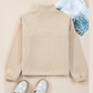 Ven Parchment Fleece Colorblock Patchwork Zipped Neck Pullover Sweatshirt