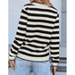 Kassidy White/Black Stripe Chic Golden Button Cardigan Sweater