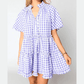 RTS Plaid Ruffle Wide Short Sleeve Babydoll Mini Dress