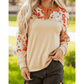 RTS Parchment Floral Plaid Patchwork Casual Top