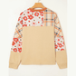 RTS Parchment Floral Plaid Patchwork Casual Top