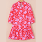 Janaya Floral Three Quarter Sleeves Ruffle Hem Mini Dress