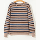 Marsha Multicolour Striped Knitted Drop Shoulder Round Neck Sweater