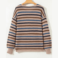 Marsha Multicolour Striped Knitted Drop Shoulder Round Neck Sweater
