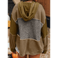 Tammi Mixed Texture Patchwork Exposed Seam Half Button Pullover Hooded Sweatshirt