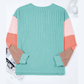 Carmila Multicolor Twisted Ribbed Knit Colorblock Henley Top