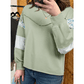 Nerissa Laurel Green Floral Plaid Mixed Sleeve Raw Edge Relaxed French Terry Top