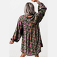 Chiquita Green Floral Print Split Neck Bubble Sleeve Shift Mini Dress