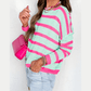 Sybil Green Stripe Round Neck Casual Sweater
