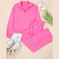 Ellerie Sachet Pink Solid Color Collared Pullover and Central Seam Pants Set