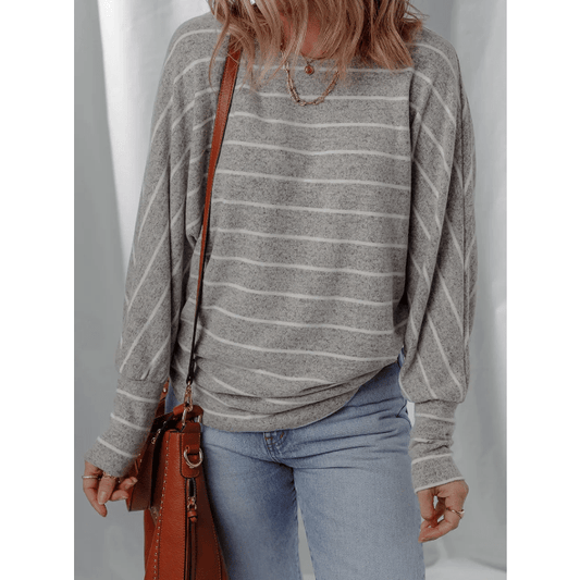 Jocelyn Stripe Dolman Sleeve Drop Shoulder Top