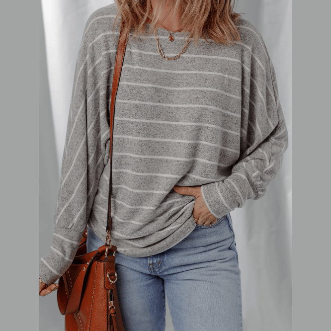 Jocelyn Stripe Dolman Sleeve Drop Shoulder Top