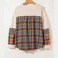 Jenny Parchment Plus Size Waffle Colorblock Striped Plaid Patchwork Half Button Pullover