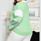 Montae Color Block Striped Patchwork Collar V Neck Plus Size Sweatshirt