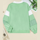 Montae Color Block Striped Patchwork Collar V Neck Plus Size Sweatshirt