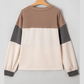 Malery Color Block Waffled Patchwork Loose Henley Top