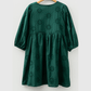 Vallisa Green Embroidered Eyelet Pattern 3/4 Puffy Sleeve Swing Mini Dress