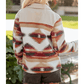 Brittany Multicolor Western Aztec Ribbed Patchwork Double Flap Pocket Raw Hem Shacket