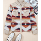 Brittany Multicolor Western Aztec Ribbed Patchwork Double Flap Pocket Raw Hem Shacket
