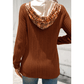 Galinda Chestnut Plaid Patchwork Ribbed Knit Drawstring Hooded Top