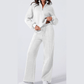 Bellah Grey Drop Shoulder Zip Up Jacket Drawstring Pants Active 2pcs Set
