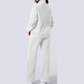 Bellah Grey Drop Shoulder Zip Up Jacket Drawstring Pants Active 2pcs Set