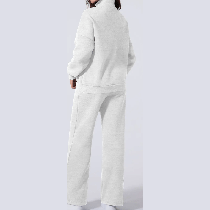 Bellah Grey Drop Shoulder Zip Up Jacket Drawstring Pants Active 2pcs Set