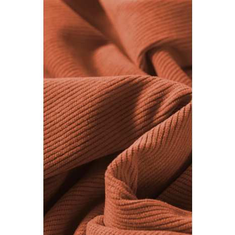 Letty Cinnamon Bracelet Sleeve Split Neck Scallop Detail Pleated Corduroy Mini Dress