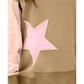 Blakelyn Khaki Contrast Star Patchwork Exposed Seam Uneven Hem Drop Shoulder Sweatshirt