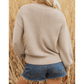 Kerrigan Parchment Mixed Texture Patchwork Knitted Puff Sleeve Sweater