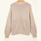 Kerrigan Parchment Mixed Texture Patchwork Knitted Puff Sleeve Sweater