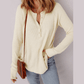 Amber Rose Textured Knit Half Buttons Henley Top