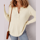 Amber Rose Textured Knit Half Buttons Henley Top