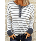 Casey White Striped Color Block Buttoned Waffle Knit Shirt