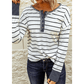 Casey White Striped Color Block Buttoned Waffle Knit Shirt