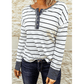 Casey White Striped Color Block Buttoned Waffle Knit Shirt