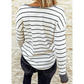 Casey White Striped Color Block Buttoned Waffle Knit Shirt