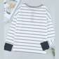 Casey White Striped Color Block Buttoned Waffle Knit Shirt