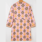 Avabella Pink Floral Print Zip Neck Striped Patchwork Long Sleeve Drawstring Dress