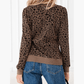 Brixley Brown Ribbed Trim Leopard Print Long Sleeve Top