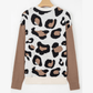 Joji Leopard Print Color Block Patchwork Sleeve V Neck Sweater