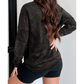Skylee Carbon Grey Mineral Wash Exposed Seam Buttoned V Neck Pullover Top