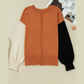 Edwina Desert Gold Colorblock Raw Edge Bubble Sleeve V Neck Sweater