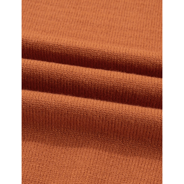 Edwina Desert Gold Colorblock Raw Edge Bubble Sleeve V Neck Sweater