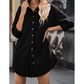 Jules Black Corduroy Shirt Style Full Button Long Sleeve Shift Mini Dress