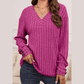 Blanchett Pink V Neck Ribbed Knitted Top