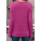 Blanchett Pink V Neck Ribbed Knitted Top