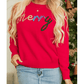 Fiery Red Tinsel Merry Letter Drop Shoulder Baggy Sweater