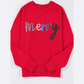 Fiery Red Tinsel Merry Letter Drop Shoulder Baggy Sweater
