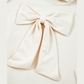 RTS White Solid Color Cute Bow Detail Loose Hoodie